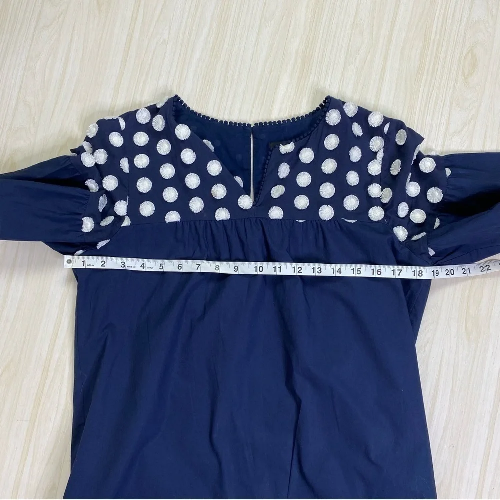 J.Crew Navy White fringe dot shirt dress size 6